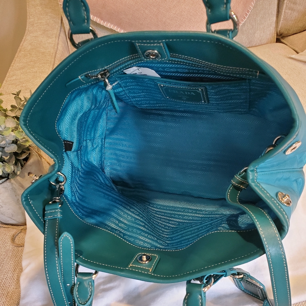 Brand new Prada Turquoise nylon leather purse - Picture 12 of 15